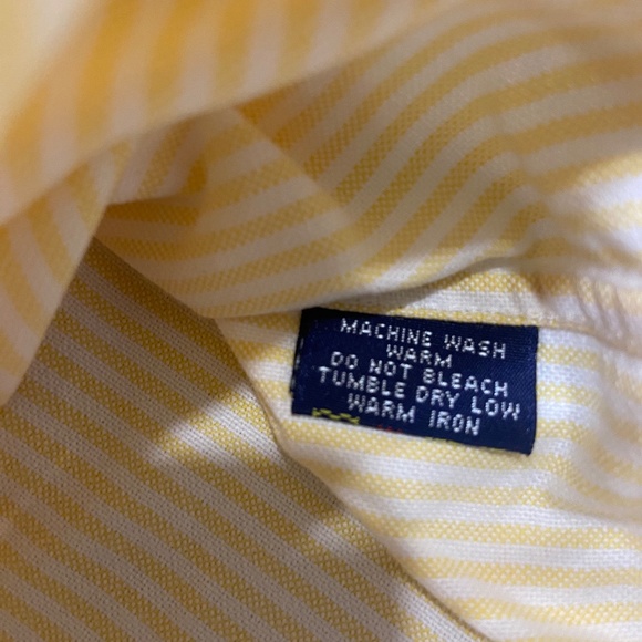 Polo Ralph Lauren Yellow & White Striped Button Down Men's XL - Picture 3 of 10